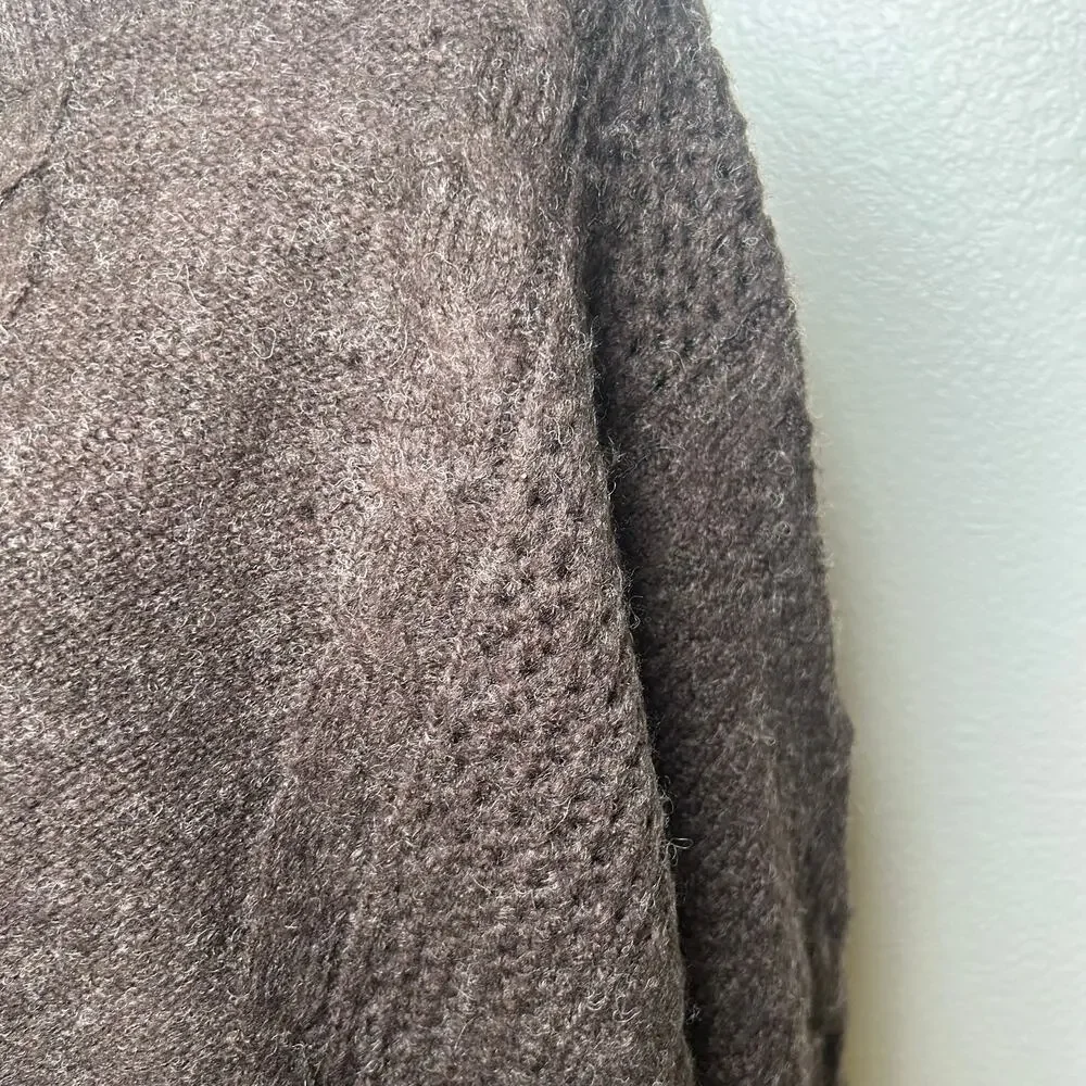 World Market NWT  brown wool blend chunky mock neck oversize sweater one size